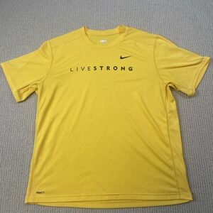 Nike Livestrong Men's XL Short Sleeve Crewneck Polyester Dry Fit Yellow